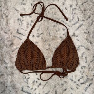 Aerie Brown Crochet Bikini Top